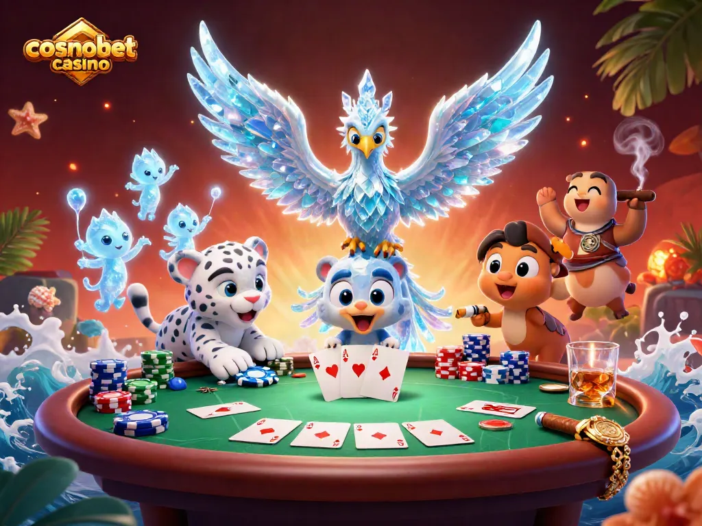Experience the thrill at cosmobet casino with dynamic poker action amidst magical creatures.