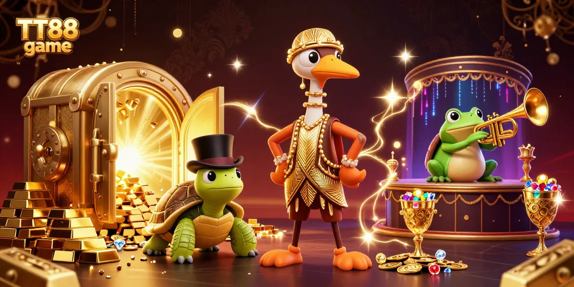 Join the excitement of TT88 game with vibrant 3D characters and dazzling casino treasures.