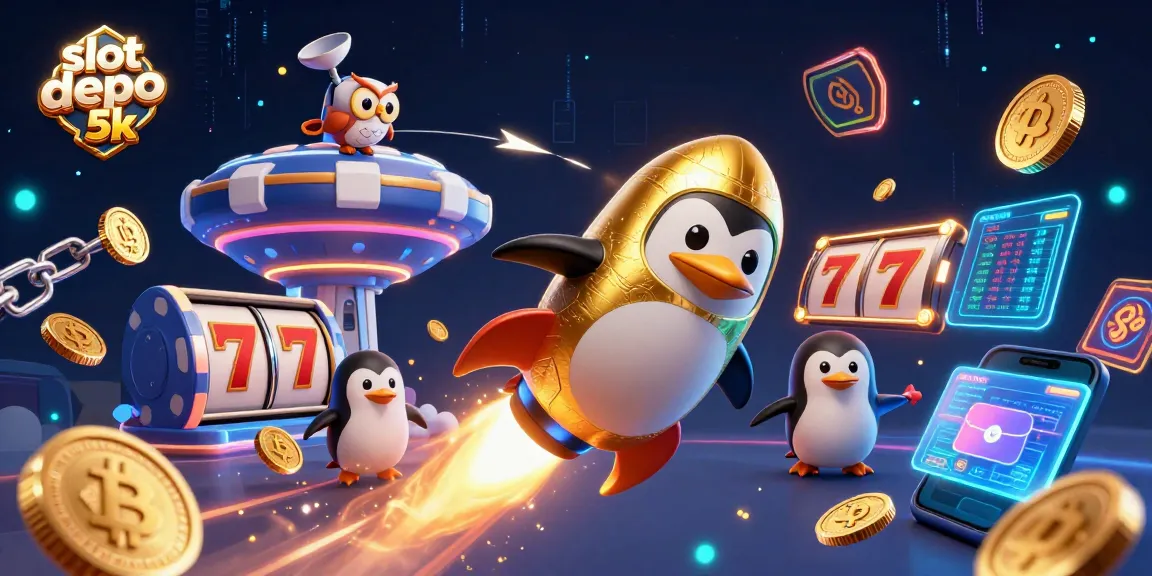 Experience the thrill of slot depo 5k as a golden penguin blasts through space, chasing jackpots.