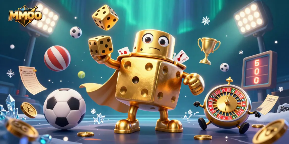 Engage with MMOO through dynamic sports and vibrant casino elements in this detailed illustration.