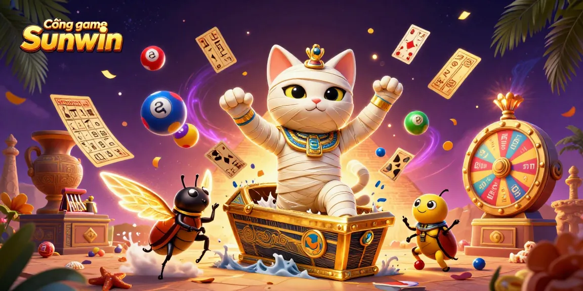 Experience the thrill of Cổng game Sunwin with an immersive pyramid casino scene full of vibrant elements.