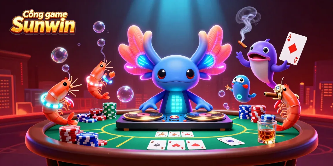 Cổng game Sunwin brings immersive gaming action with vibrant 3D characters and casino elements.