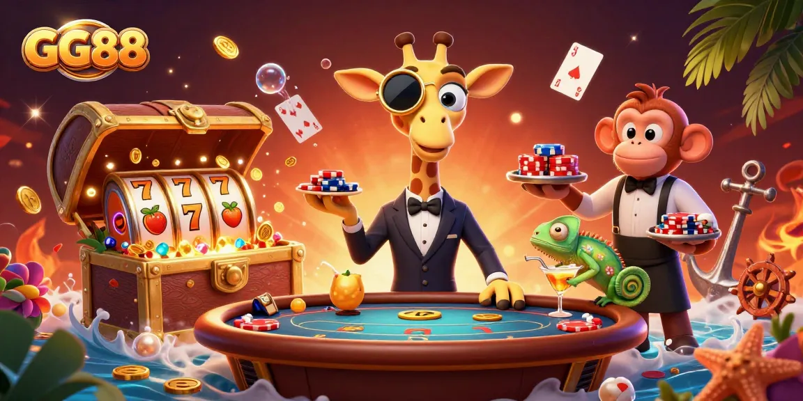 Experience thrilling actions at GG88 casino with vibrant gaming elements around a high-roller scene.